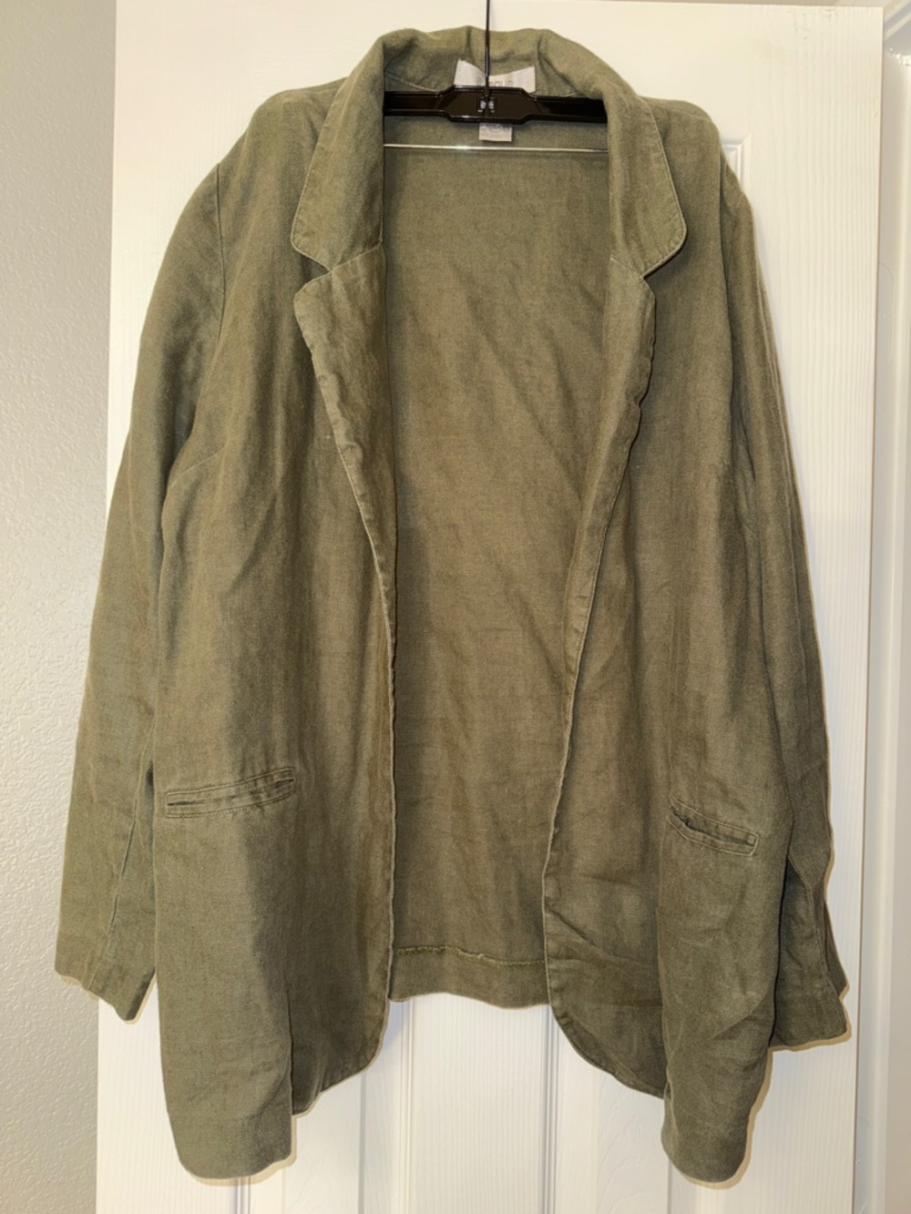 Olive Open-Front Lightweight 100%Linen Jacket